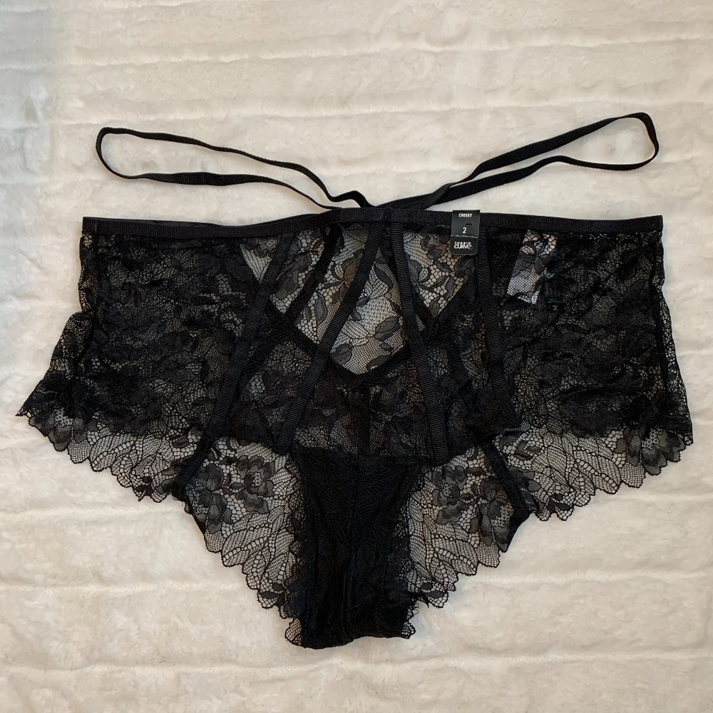 Torrid Black Lace Mesh Strappy Cheeky Panty